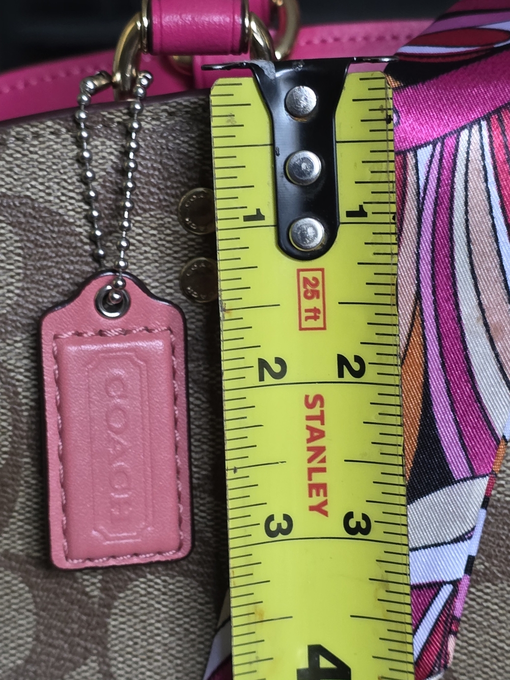 Coach Small Coral Pink Leather Hangtag - Picture 3 of 5